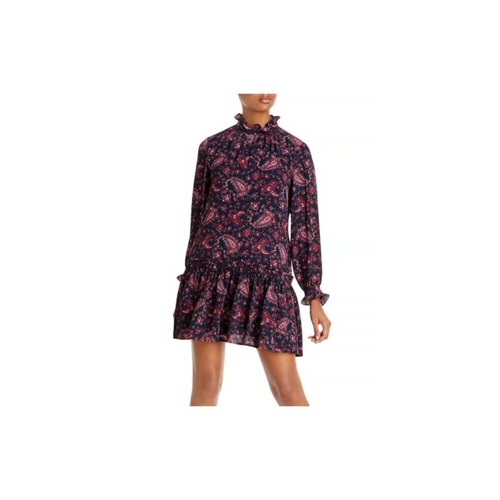 NWT LA VIE BY REBECCA TAYLOR Womens Navy Long Sleeve Mini Party Shift Dress S